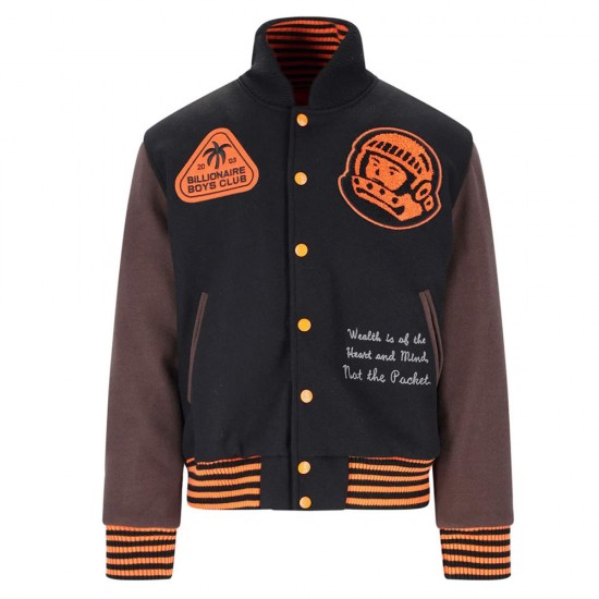 BBC Patch-detailed Button-Up Varsity Jacket