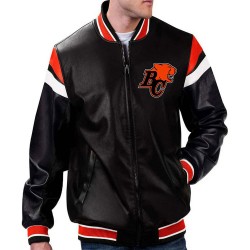 BC Lions Black Varsity Full-Zip Leather Jacket BC Lions Black Varsity Full-Zip Leather Jacket