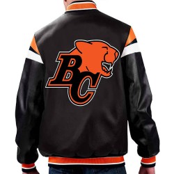 BC Lions Black Varsity Full-Zip Leather Jacket BC Lions Black Varsity Full-Zip Leather Jacket