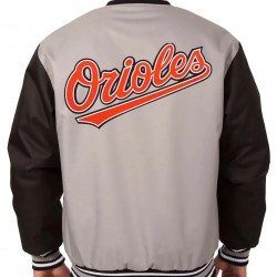 Baltimore Orioles Poly Twill Black and Gray Full-Snap Jacket Baltimore Orioles Poly Twill Black and Gray Full-Snap Jacket