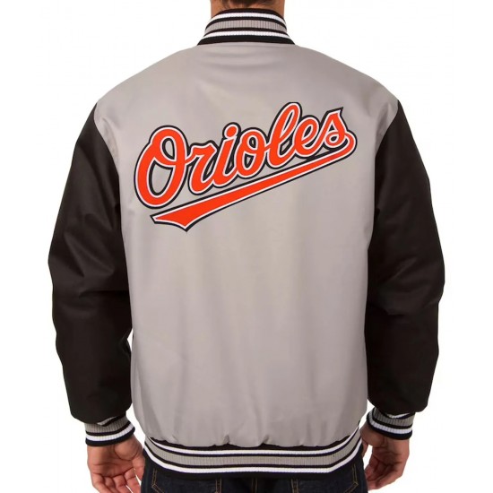 Baltimore Orioles Poly Twill Black and Gray Full-Snap Jacket