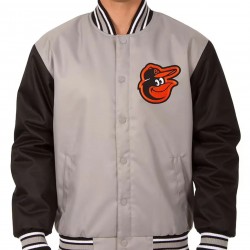 Baltimore Orioles Poly Twill Black and Gray Full-Snap Jacket Baltimore Orioles Poly Twill Black and Gray Full-Snap Jacket