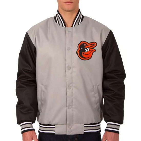 Baltimore Orioles Poly Twill Black and Gray Full-Snap Jacket