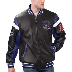 Baltimore Ravens Black Varsity Full-Zip Leather Jacket Baltimore Ravens Black Varsity Full-Zip Leather Jacket