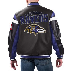 Baltimore Ravens Black Varsity Full-Zip Leather Jacket Baltimore Ravens Black Varsity Full-Zip Leather Jacket