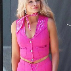 Barbie Margot Robbie Pink Vest 2023 Barbie Margot Robbie Pink Vest 2023