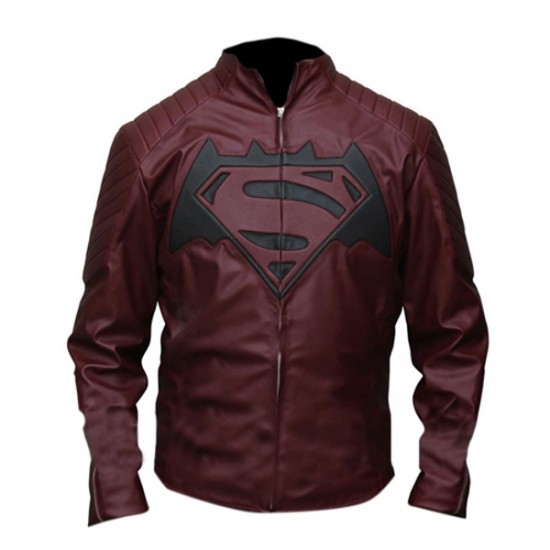 Batman vs Superman Dawn Of Justice Maroon Leather Jacket Costume