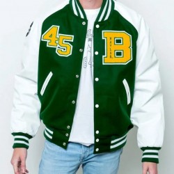 Baylor Collegiate University Green and White Varsity Jacket Baylor Collegiate University Green and White Varsity Jacket