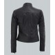 Bergamo Womens Black Slim Fit Genuine Leather Jacket