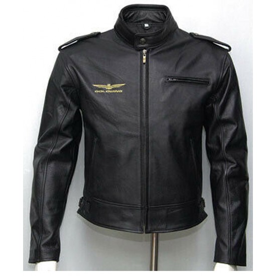 Biker Goldwing Black Leather Jacket