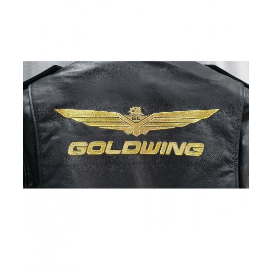 Biker Goldwing Black Leather Jacket
