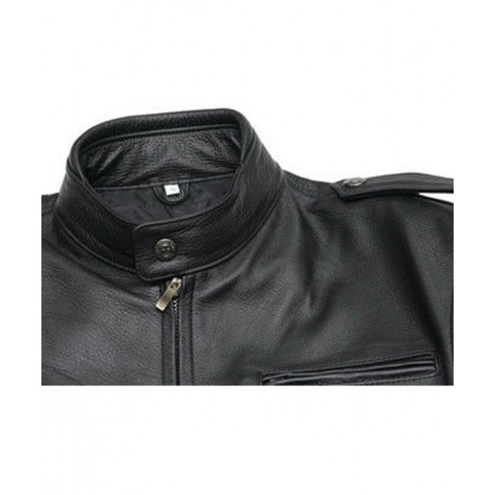 Biker Goldwing Black Leather Jacket