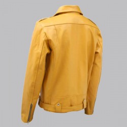 Biker Look Yellow Leather Jacket Men Biker Look Yellow Leather Jacket Men