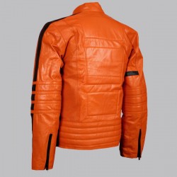 Biker Style Orange Leather Jacket Men Biker Style Orange Leather Jacket Men