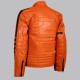 Biker Style Orange Leather Jacket Men