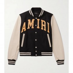 Black And Off-white Bomber Leather Jacket Black And Off-white Bomber Leather Jacket