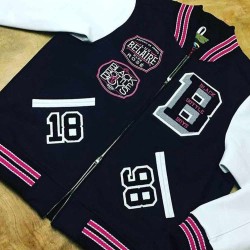 Black Bottle Boys Black and White Varsity Jacket Black Bottle Boys Black and White Varsity Jacket