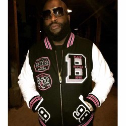 Black Bottle Boys Black and White Varsity Jacket Black Bottle Boys Black and White Varsity Jacket