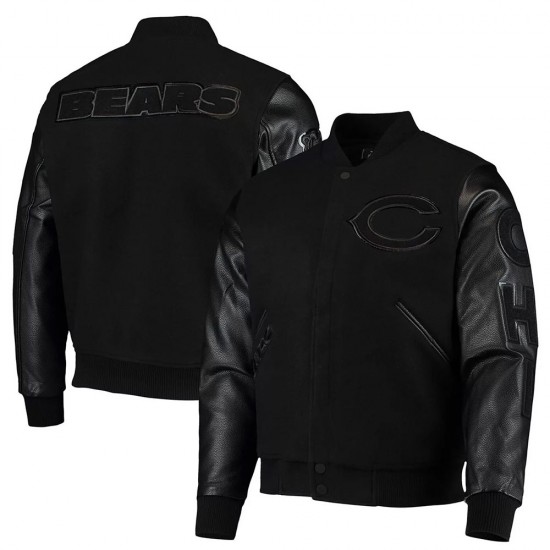 Black Chicago Bears Logo Varsity Jacket