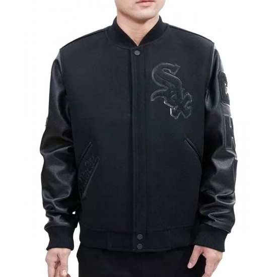 Black Chicago White Sox Letterman Varsity Jacket