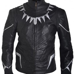 Black Panther Chadwick Boseman Black Leather Jacket Costume Black Panther Chadwick Boseman Black Leather Jacket Costume