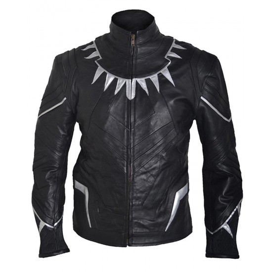 Black Panther Chadwick Boseman Black Leather Jacket Costume