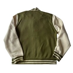 Black Pike Olive Green and Cream Varsity Jacket Black Pike Olive Green and Cream Varsity Jacket