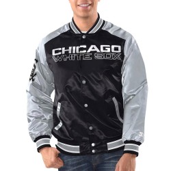 Black/Silver Chicago White Sox Renegade Varsity Satin Jacket Black/Silver Chicago White Sox Renegade Varsity Satin Jacket