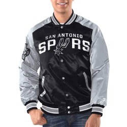 Black/Silver San Antonio Spurs Renegade Varsity Satin Jacket Black/Silver San Antonio Spurs Renegade Varsity Satin Jacket
