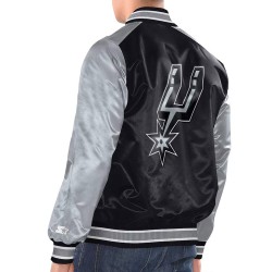 Black/Silver San Antonio Spurs Renegade Varsity Satin Jacket Black/Silver San Antonio Spurs Renegade Varsity Satin Jacket