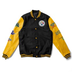 Black/Yellow 6X Champions Pittsburgh Steelers Varsity Jacket Black/Yellow 6X Champions Pittsburgh Steelers Varsity Jacket