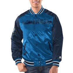 Blue/Navy Minnesota Timberwolves Renegade Varsity Satin Jacket Blue/Navy Minnesota Timberwolves Renegade Varsity Satin Jacket