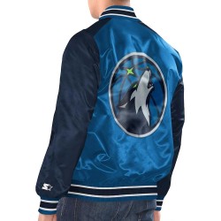 Blue/Navy Minnesota Timberwolves Renegade Varsity Satin Jacket Blue/Navy Minnesota Timberwolves Renegade Varsity Satin Jacket