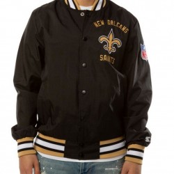 Bomber New Orleans Saints Black Satin Jacket Bomber New Orleans Saints Black Satin Jacket