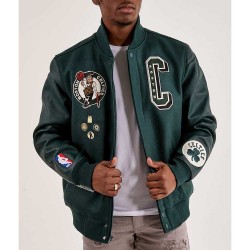 Boston Celtics Dark Green Varsity Wool/Leather Jacket Boston Celtics Dark Green Varsity Wool/Leather Jacket