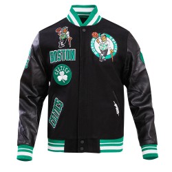Boston Celtics Retro Classic Rib Black Wool Varsity Jacket Boston Celtics Retro Classic Rib Black Wool Varsity Jacket