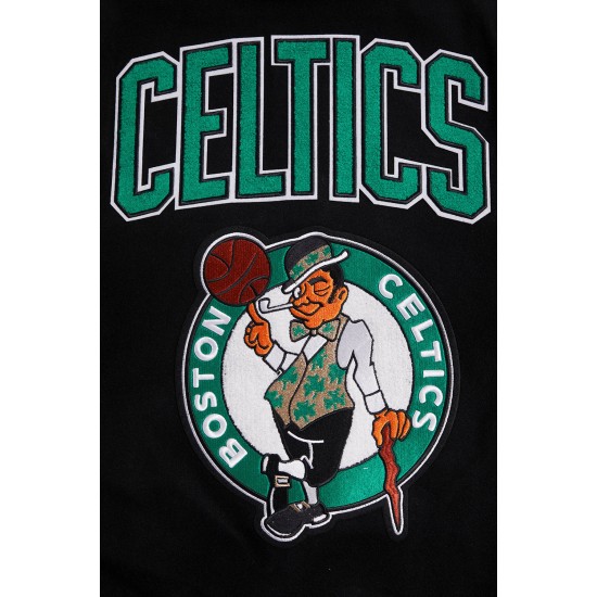 Boston Celtics Retro Classic Rib Black Wool Varsity Jacket