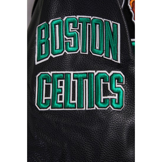 Boston Celtics Retro Classic Rib Black Wool Varsity Jacket