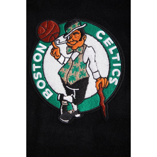 Boston Celtics Retro Classic Rib Black Wool Varsity Jacket