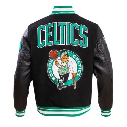Boston Celtics Retro Classic Rib Black Wool Varsity Jacket Boston Celtics Retro Classic Rib Black Wool Varsity Jacket
