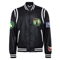 Boston Celtics Vegan Black Varsity Leather Jacket Boston Celtics Vegan Black Varsity Leather Jacket