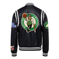 Boston Celtics Vegan Black Varsity Leather Jacket Boston Celtics Vegan Black Varsity Leather Jacket