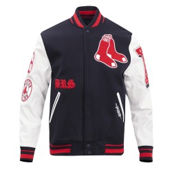 Boston Red Sox Old English Navy Blue Wool Varsity Jacket Boston Red Sox Old English Navy Blue Wool Varsity Jacket