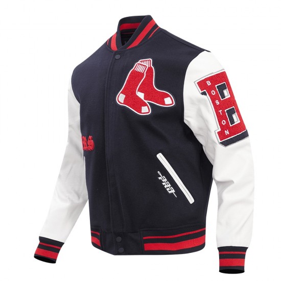 Boston Red Sox Old English Navy Blue Wool Varsity Jacket