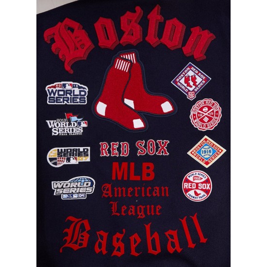 Boston Red Sox Old English Navy Blue Wool Varsity Jacket