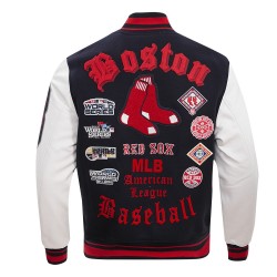 Boston Red Sox Old English Navy Blue Wool Varsity Jacket Boston Red Sox Old English Navy Blue Wool Varsity Jacket