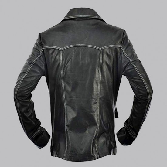 Brad Pitt Inspired Black Fight Club Leather Jacket