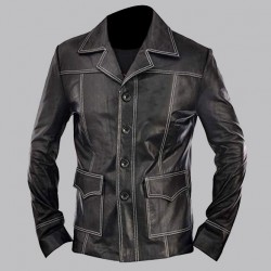 Brad Pitt Inspired Black Fight Club Leather Jacket Brad Pitt Inspired Black Fight Club Leather Jacket