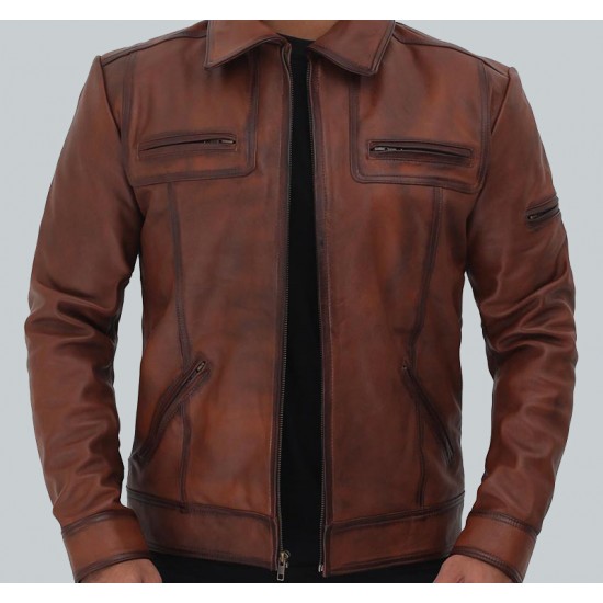 Bradford Casual Leather Jacket Mens