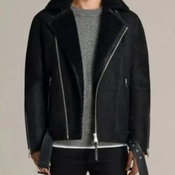 Brooklyn Black Biker Fur Jacket